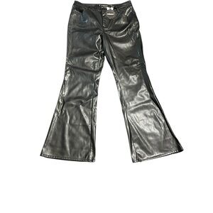 NWT Dollhouse High Rise Flare Black Polyurethane Pants Size 13/14